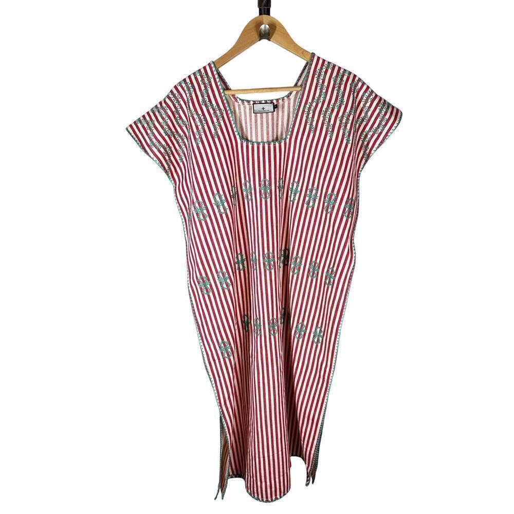 Tuckernuck Red Stripe Sullivan Embroidered Canvas Caftan Size XS